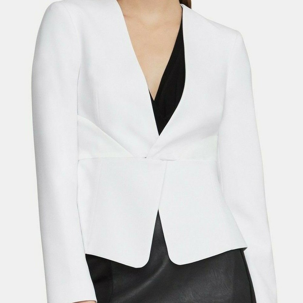 BCBGMAXAZRIA White Twist Front Blazer in Optic White NWT